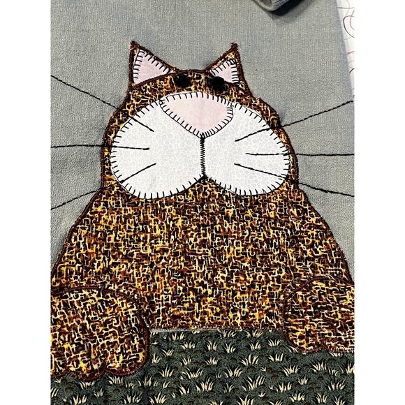 Hanes Cardigan Sweater Womens Medium Cat Applique Button Front Animal Novelty - Picture 8 of 13